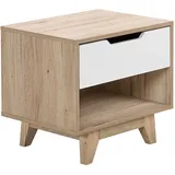 Beliani Nachtschrank Spencer 50 x 40 x 46 cm Braun/Weiß