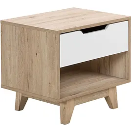 Beliani Nachtschrank Spencer 50 x 40 x 46 cm Braun/Weiß