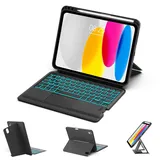 IVEOPPE Tastatur für iPad A16 11. Generation, QWERTZ Deutsch Bluetooth, Hülle Tastatur für iPad 10 10.9 Zoll/ipad A16 11 Zoll, Abnehmbares Magnetgehäuse mit Touchpad Magic Keyboard, Nero