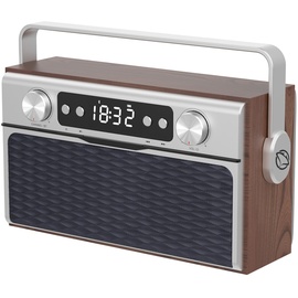 Manta Retro Radio mit Bluetooth 5.0 - Büro FM-Radio mit 50 Senderspeicherplätzen - 20 W Küchenradio mit LCD Display MP3 - Senioren Radio - Radiowecker Holz - Uhrenradio - Radio Digital Vintage