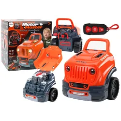 LEAN Toys Kinder-Werkzeug-Set Werkstatt Automotor Demontage Bauset Kinder Spielzeug Auto Fahrzeug orange