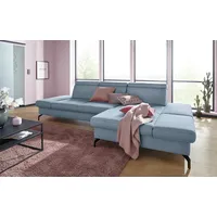 sit&more Ecksofa Brisbane L-Form, Fußhöhe 15 cm, inklusive Sitztiefen-, Armteil- und Kopfteilverstellung blau