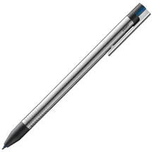 Lamy logo 3-colours – mehrfarbiger Kugelschreiber aus Edelstahl (schwarz, blau, rot) mit Sichtwahlmechanik – Farbe mit einem Klick ändern – inkl. Kugelschreiberminen LAMY M 21 in schwarz, blau & rot