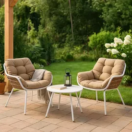 Hesperide Gartenmöbel-Duo PAOPAO 2 Plätze 0 x 0 x 0 cm Beige/Weiß