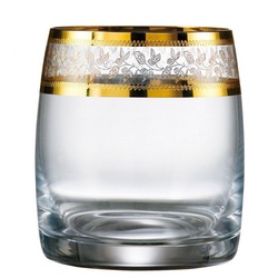 Crystalex Likörglas Ideal Gold 60 ml 6er Set, Kristallglas, Kristallglas, Goldrand, Gold Gravur weiß