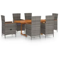 VidaXL 7-tlg. Garten-Essgruppe Poly Rattan Grau