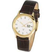 Elegante Damen Funkuhr (deutsches Funkwerk) Armbanduhr Lederarmband 964.2040