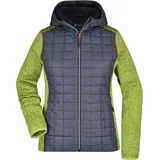 James & Nicholson Damen Strick Hybrid Jacke Fleece-Jacke JN771 kiwi melange/anthracite melange XL
