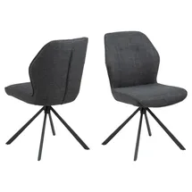 AC Design Furniture Aurelia 2er Set Esszimmerstühle mit Bezug in Dunkelgrau und Schwarzen Stahlbeinen mit Drehfunktion, Küchenstühle Ohne Armlehne, Esszimmermöbel, B: 51 x H: 88,5 x T: 61,5 cm