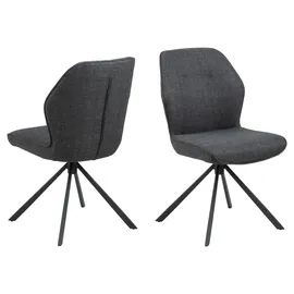 AC Design Furniture Aurelia 2er Set Esszimmerstühle mit Bezug in Dunkelgrau und Schwarzen Stahlbeinen mit Drehfunktion, Küchenstühle Ohne Armlehne, Esszimmermöbel, B: 51 x H: 88,5 x T: 61,5 cm