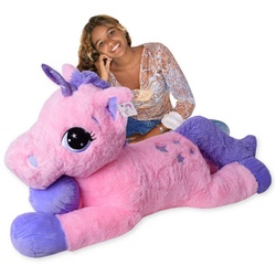 Kuscheltier großes XXL Einhorn Plüscheinhorn Plüschtier Stofftier Unicorn 110cm ro rosa