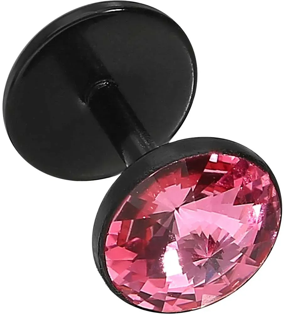 Acryl Fake Plug schwarz KRISTALL