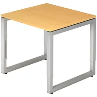 Bümö Schreibtisch Buche, Silber, Nachbildung,Buche, Quadratisch, 80x74x80 cm, FSC