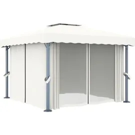 vidaXL Pavillon 3 x 3 m inkl. 4 Seitenteile Cremeweiß