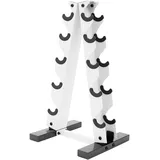 5‐Etagen Hantelständer A‐Frame aus Stahl – Hantelturm & Hantelablage, platzsparend, 100 kg Belastbarkeit, für verschiedene Hanteln, 34 x 32 x 65 cm(Weiß)