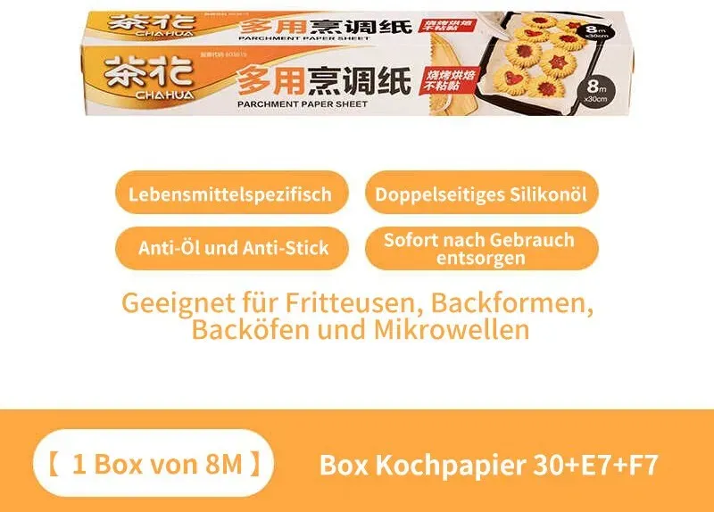 CHAHUA multifunktionales Backpapier (30 cm x 8 m) für Airfryer/Mikrowelle