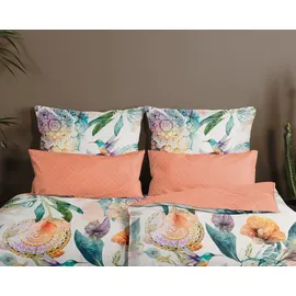 Muller Textil Bernice Blumen/ Mandala Mehrfarbig 135 x 200 cm + 2 x 80 x 80 cm