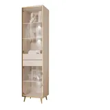 ALLHOUSE24 Glasvitrine PEONY Kaschmir mit LED Beleuchtung VITRINE Breite 45 cm grau