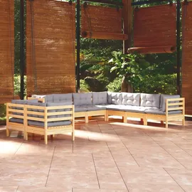 vidaXL Garten-Lounge-Set 9-tlg. grau Kiefer