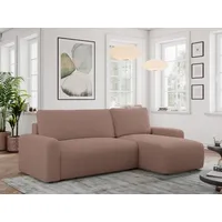 Boucle Stoff, Boucle Couch, Sofa mit Schlaffunktion und Bettkasten, Schlafsofa Boucle, Couchgarnitur Ecke Bettcouch, Boucle Stoff - ARGOS - Rosa Bo... - Rosa