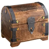 Casa Vivente Große Geldschatztruhe mit Gravur – Zur Konfirmation – Motiv Taube – Dunkles Holz – Vintage Bauernkasse – Verpackung für Geldgeschenke – Geschenkidee für Konfirmanden