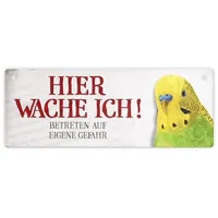 Trendaffe Metallschild mit Wellensittich Motiv und Spruch: Betreten auf