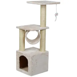 KATIDO Katzenkratzbaum mit Tunnel 92 cm beige