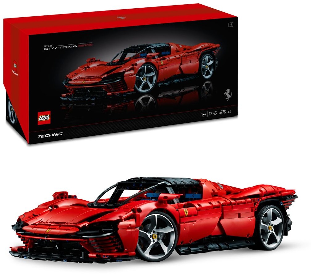 LEGO 42143 Technic Ferrari Daytona SP3 Auto-Modell Bausatz im Maßstab 1:8, roter Supersportwagen, erweitertes Auto Sammlerstück, Ultimate Car Con...