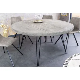 Riess-Ambiente Esstisch SCORPION 120cm grau Mangoholz massiv schwarze Metallbeine Hairpin Legs