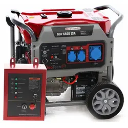 GeoTech Pro GGP 6500 ESA - Benzin-Stromerzeuger mit Rädern und AVR-Regelung und Elektrostarter 5.4 kW - Dauerleistung 5 kW - 230V + ATS