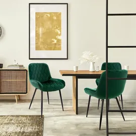 ML-Design Esszimmerstuhl Dunkelgrün Samt 2er Set