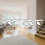 Briloner - Schienensystem Rail Komplettset, 4x LED Spots, Dimmbar, Einspeisung, Weiß 1,5 m