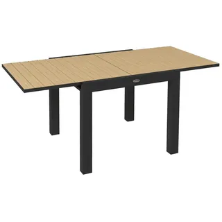 Outsunny Gartentisch Esstisch für 6 Personen Terrassentisch Erweiterbarer Balkontisch bis 70 kg belastbar Aluminium Gelb 81/162 x 80 x 75 cm