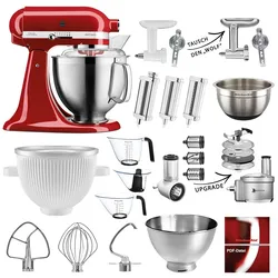 KitchenAid Küchenmaschine Artisan 5KSM185PS Mega-Sommer Set Empire Rot