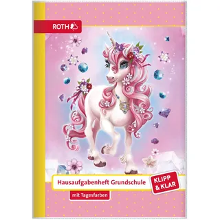 ROTH Hausaufgabenheft Einhorn Beauty Klipp & Klar liniert DIN A5 ohne Rand, 96 Blatt