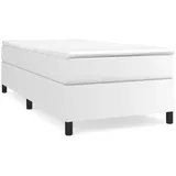 vidaXL Boxspringbett mit Matratze Weiß 90x200 cm Kunstleder