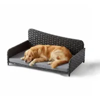 Relaxdays Hundesofa Rattan XL 87 x 49 cm grau