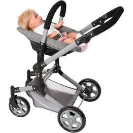 Bayer Chic 2000 Puppenautositz mit Adapter für Puppenwagen Melange grau-rosa