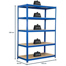 SCHMIDT security tools Schwerlastregal Stahl 180x120x60cm blau