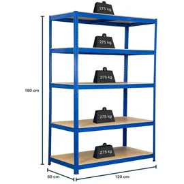 SCHMIDT security tools Schwerlastregal Stahl 180x120x60cm blau