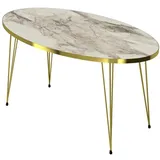 [en.casa] en.casa Couchtisch, »Skævinge« Sofatisch oval 43 x 90 x 50 cm Marmor, weiß / Gold weiß