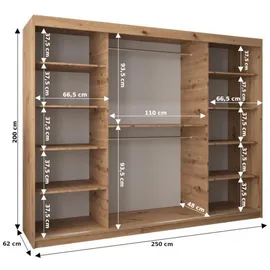 abiks möbel Schwebetürenschrank BOLIWIA 250 x 200 x 62 cm Weiß