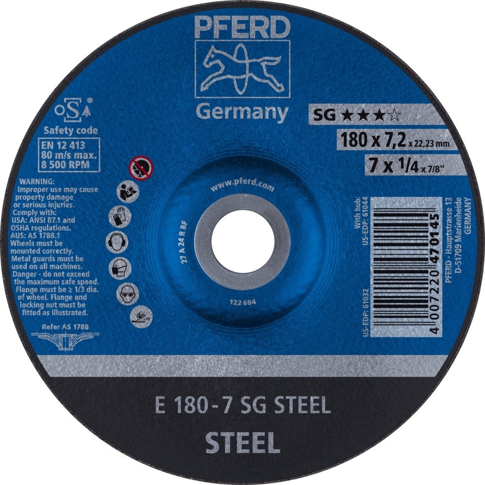 PFERD Schruppscheibe E Leistungslinie SG STEEL für Stahl 7,2 180 - 62217626