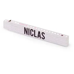Personalisierter Zollstock | Metrie 2m Block 52 | mit männlichen Namen Name: Niclas