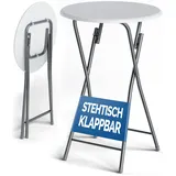 CASARIA Stehtisch Ø 60 x 110 cm weiß klappbar