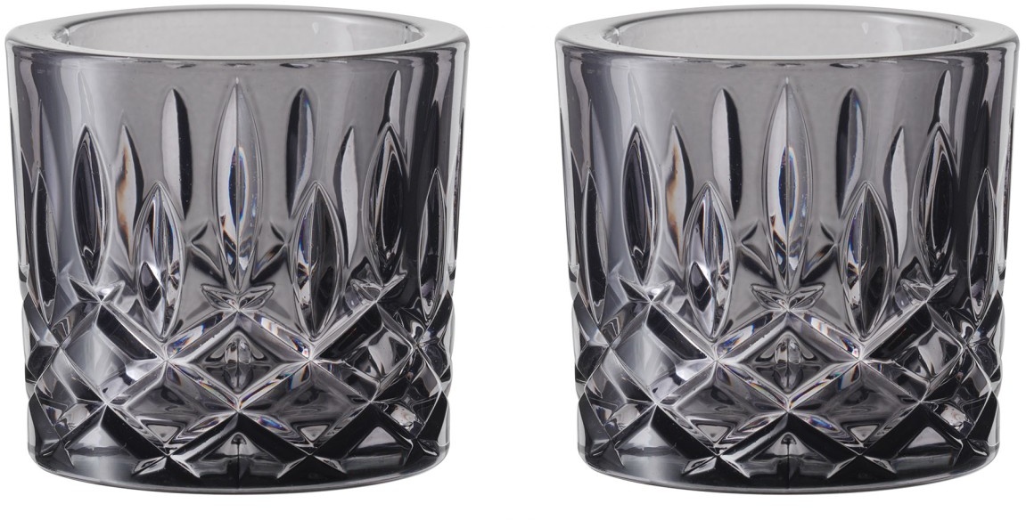 NACHTMANN Serie Noblesse Teelichthalter Kristallglas Farbe Smoke Set mit 2 Stück