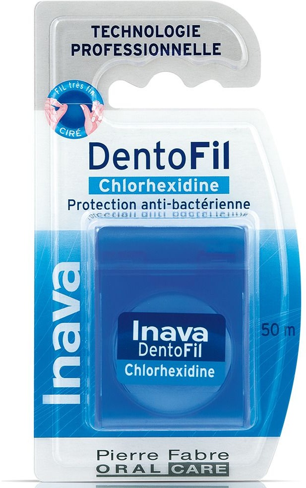 Inava DentoFil Chlorhexidine Fil dentaire ciré chlorhexidine 50 m Fil dentaire
