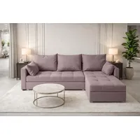 Ax Living Ecksofa Elif Rosa Mit Schlaffunktion L-form, Sofa Mit Bettkasten - Moderne Ecksofa, Wohnzimmer Ecksofa - Eckcouch Rosa - Rechts