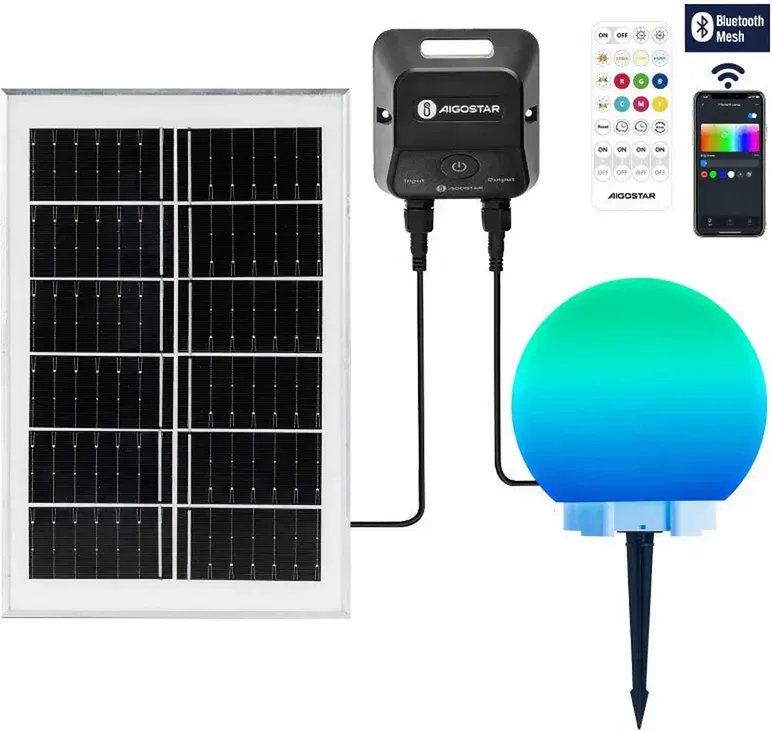 Aigostar Bluetooth Mesh, intelligente Solar-Bodeneinbauleuchte 20W RGBCCT Bunte Glühbirne