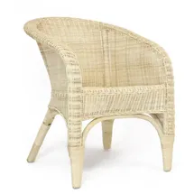 Dekoleidenschaft Rattanstuhl Rattansessel, natur lackiert, 4 verschiedene Modelle, Korbsessel, Balkonmöbel mit Komfort Sitzhöhe, Cocktailsessel, Gartenmöbel beige